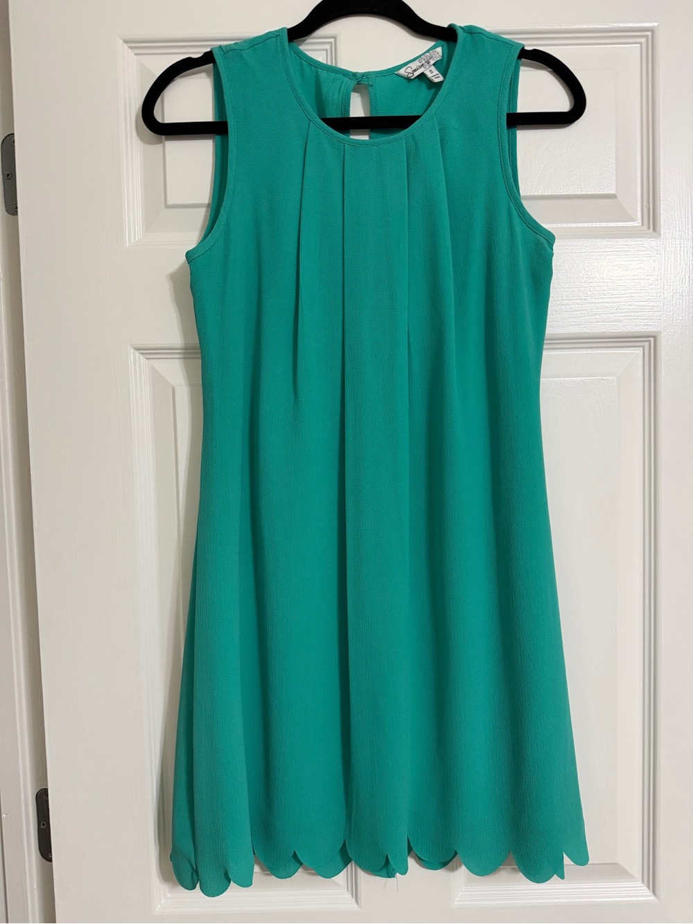 Speechless Teal Scalloped-Hem Sleeveless Mini Dress